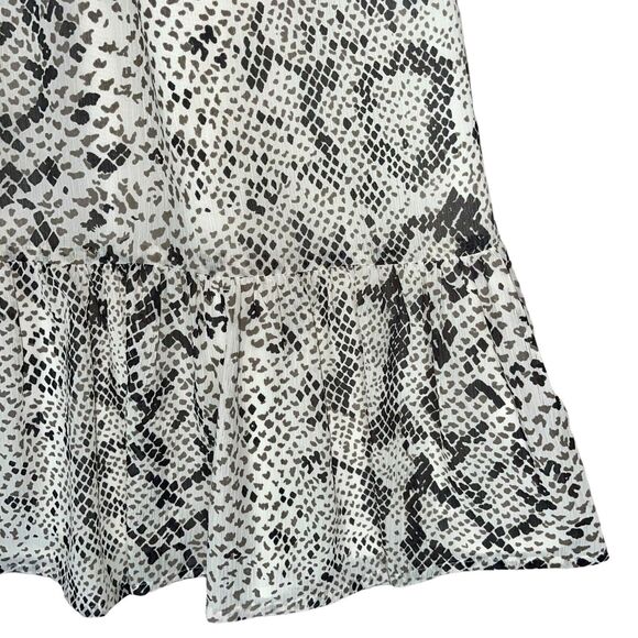 J. Crew Dress Cream Puff Sleeve Sheer Flounce Snakeskin Python - Picture 7 of 12